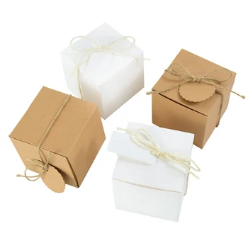 10pcs/הרבה מיני צורת כרית קראפט נייר ממתקים תיבת החתונה קופסאות מתנה עם סרט ותודה לך תגיות הביתה ציוד למסיבות