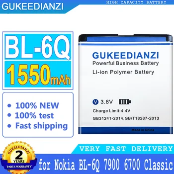 1550mAh GUKEEDIANZI סוללה BL-6Q BL 6Q עבור Nokia 6700C 6700 E51i N81 E51 באיכות גבוהה Bateria Baterij + מספר מעקב