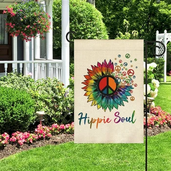 1PC היפי נפש דפוס פשתן כותנה גן דגל דגל חיצוני מקורה בבית בגינה תלויים עיצוב