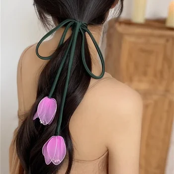 2023 צרפתי כפרי, פרחוני שיער החבל יד קשורה 3D צבעוני לשיער אלגנטי מתוק אביזרי שיער לנשים בנות אופנה מתנות