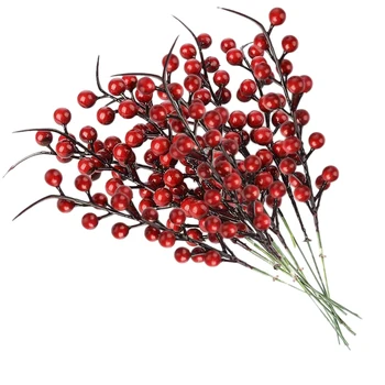 20PCS מלאכותי פירות יער אדומים, פרחים פירות יער נובע מלאכות זר פרחים לחתונה קישוט