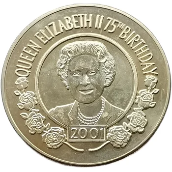 38mm סנט הלנה 2001 50 עמ ' המלכה אליזבת 75 יום ההולדת ה מטבע זכרון 100% מקורי