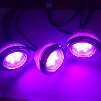 3pcs Muitc צבע RGB אמבטיה עמיד למים LED מנורה עם 1 מתג האור בקר, 1 מתאם DC 12v 1A