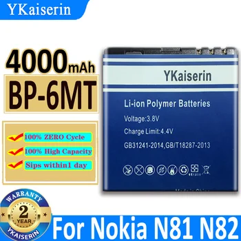 4000mAh YKaiserin סוללה BP-6MT עבור Nokia N81 N82 N81-8G E51 E51i 6720 6720C לחץ דם 6MT Bateria