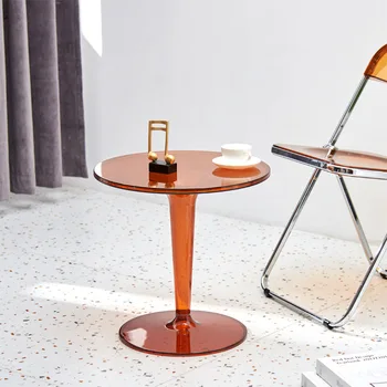 Aoliviya הרשמי החדש נורדי פשוט שקוף קפה קטן שולחן עגול אקריליק עגול קטן שולחן קפה שולחן יצירתי