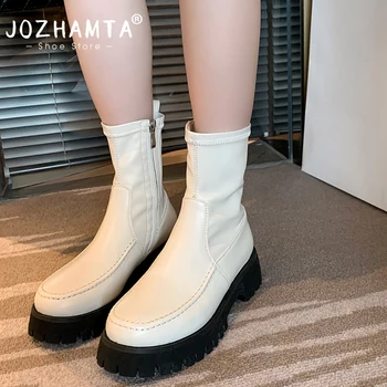 JOZHAMTA גודל 34-39 נשים מגפיים אלסטיים ההגירה אופנה נעלי פלטפורמה אישה החורף 2023 המגפיים אתחול קצר מקרית למתוח אתחול