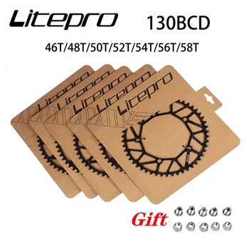 Litepro 130BCD 9 10 11 מהירות חלול CNC סגסוגת אחת דיסק Chainwheel הכביש קיפול שרשרת אופניים גלגל 48/50/52/54/56/58T Chainring