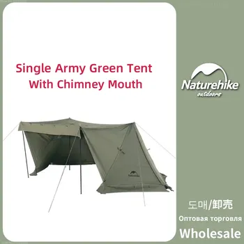 Naturehike יחיד חיצוני עמיד למים צבאי וילון אוהל 210D בד אוקספורד קמפינג אוהל נסיעות שטח גדול עם ארובה האוהל