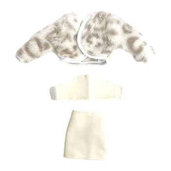 NK 1 סט נסיכת אופנה חליפה לבנה נובל יפה מעיל פרווה+תחתון+חצאית קצרה מדי יום בגדים עבור ברבי אביזרים בובה מתנה