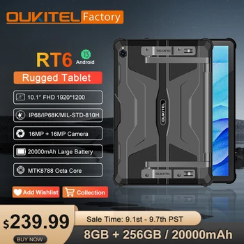 Oukitel RT6 20000mAh מחוספס טבליות 10.1 אינץ ' FHD+ תצוגה 8GB 256GB אנדרואיד 13 MTK8788 Tablet PC 33W מהר תשלום 4G סלולריים Pad