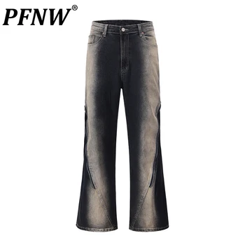 PFNW סתיו חדש לגברים רחוב משולבים רוכסנים לשטוף שיפוע מכנסי ג 'ינס גאות Techwear Wearproof רחב הרגל נור ג' ינס 12Z1868