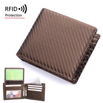 RFID הארנק כפולה קיפול אולטרה-עור דק עסקים של גברים ארנק רב-כריך Multi-card ID תיק מתקפל פנאי כסף קליפ