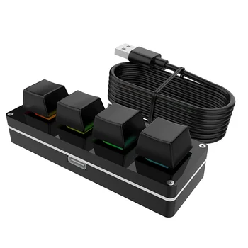 RGB 4 מקשים לוח מקשים מותאם אישית מאקרו ידית המשחקים לתכנות מכני חם להחליף מקלדת לפוטושופ ציור-שחור