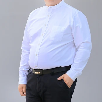 S-10XL 2023 סתיו חדש קוריאני החולצה של הגברים Slim Fit לבוש עסקי רגיל צבע Collarless שרוול ארוך בתוספת גודל החולצה של הגברים בד