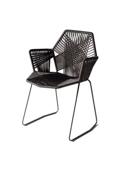 אחת הכיסא סקנדינבי מודרני מינימליסטי הביתה מרפסת חיצונית פטיו שולחן וכיסאות פנאי נצרים כיסא מתכת הכיסא
