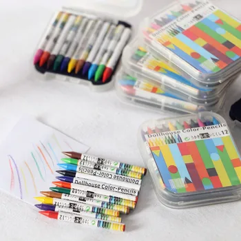בית הבובות מיני קופסאות של עפרונות צבע 12 מיניאטורי פריטים ציור סט כלי הצייר מודל OB11 BJD בובות הבית המחקר אביזרים