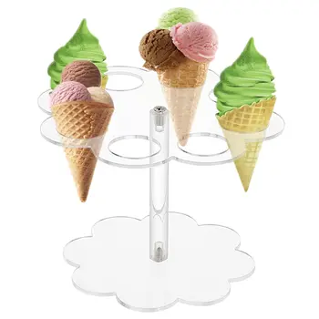 גלידה מחזיק עם 8 חורים, אקריליק חרוט דוכן תצוגה, נקה אוכל לעמוד, וופל דוכן תצוגה, יד רול סושי לעמוד המתלה.