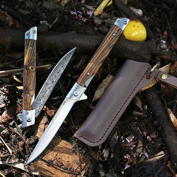 דמשק, אולר הישרדות טקטי אולר ידית עץ קשיות גבוהה ציד הגנה עצמית סכינים חיצוני קמפינג כלי