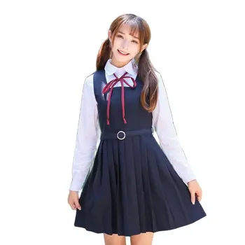 האביב היפני תלמידי בית ספר, בחורה במדים Naval College סגנון חליפת המלח הלבן חולצת טי שרוולים שמלה