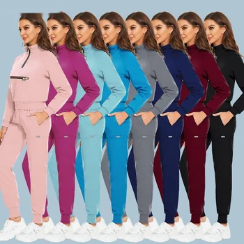 הסיטוניים אופנה חליפת סקראב החולים רופא, אחות, עובד לשפשף המדים מוצק צבע יוניסקס כירורגי להגדיר עבור נשים רצים