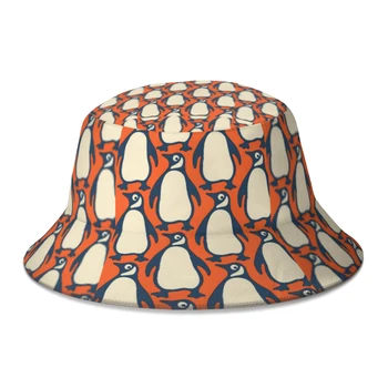 הקיץ יוניסקס אופנה דלי כובע פינגווין חמוד נשים גברים דייג כובע סתיו אופנת רחוב הכובע כובע לבוב.