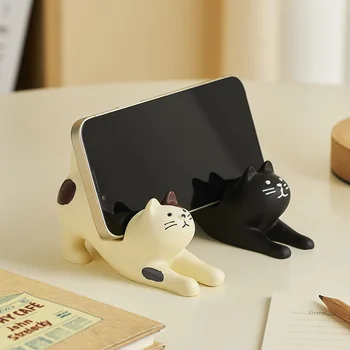 טלפון נייד תושבת Kawaii חתול דגם נייד מחזיק טלפון על השולחן שרף חידוש תואם טלפונים ניידים קישוט המשרד