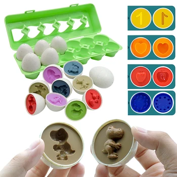 ילדים דינוזאור חכם ביצים 3D פאזל התאמת צעצועים צבע צורה הקוגניציה מתמטיקה לימוד מוקדם חינוך תינוק התאמת צעצוע מתנות