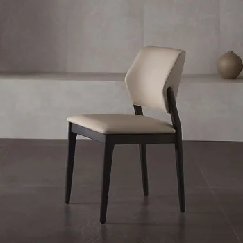 מלא עץ כסאות אוכל מודרני מינימליסטי חדר מגורים כיסא עור PU רך מושב כיסאות בחדר האוכל האור יוקרה פנאי הכיסא