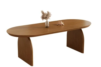 נורדי אליפסה ביתיים מעץ מלא בגודל קטן שולחן אוכל שולחנות אוכל יפני סלון שולחנות אוכל, כיסא משולב