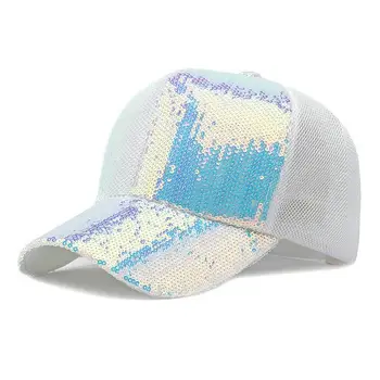 נקבה כובעי בייסבול האביב והקיץ פוליאסטר 55-58cm מתכוונן נצנצים צבע נוצץ צבע אופנה ילדה לנשימה כובעים