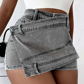 נשים ג 'וניורס מכנסי ג' ינס נמתח באמצע Waisted ג ' ינס מכנסיים קצרים מזדמנים קיץ חם מכנסיים קצרים