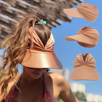 נשים חוצות מגן השמש השמש כובעי רחב שוליים ספורט כובע קיץ לגלוש אנטי UV חוף כובע ריק עליון דו צדדי הגנה מפני השמש כמוסות