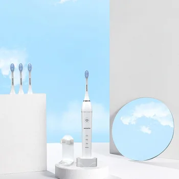 סוניק מברשת שיניים חשמלית נטענת 4 מצבים עם 4 ראשי מברשת נייד עבור נסיעות מתנה