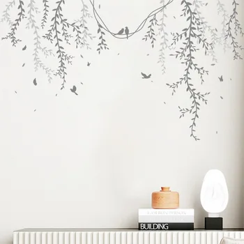 ענף הגפן ציפור תליון מדבקות קיר לקישוט הבית הסלון, חדר השינה רקע טפט דביק מדבקה