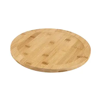 עץ עגול מסתובב צלחת עוגה לעמוד פיצה המגישה לוח מסתובב מעץ המגש על שולחן האוכל ארון המזווה במטבח בבית