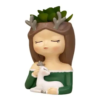 ראש אדניות לצמחים בשרניים עציץ צמח חשיש עם בחורה חמודה פנים מעודן וייחודי ראש שתילת עציצים אלגנטי