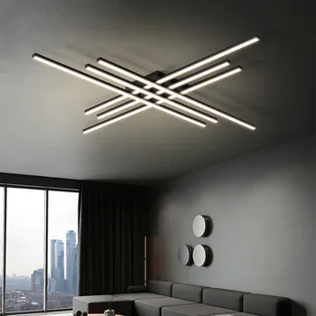 שחור נברשת כיכר השינה מנורות סלון מנורת led מנורת תקרה סקנדינבי מינימליסטי יצירתי led מנורת תקרה רצועת אורות