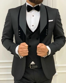 תחפושת Homme, Mariage רשמית אופנה שחור Slim Fit חליפות לגברים 3 חתיכה חתן חתונה חליפת טוקסידו 2023 האחרון המעיל שאיפה עיצוב