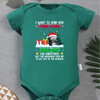 תינוק בייבי בנים בגדים סטים רומפר עץ חג המולד הדפסה צוואר עגול סרבלים ירוקים שרוול קצר חג המולד תינוק בגדי הגוף